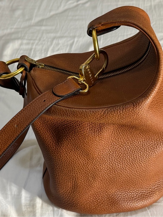 Handbags - Vintage Delvaux Brown  Leather with Gold Carabiner- Modele Depose Bucket bag